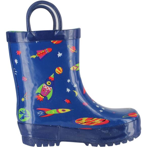 Pluie Pluie RB-RK Navy Rocket Print ChildB boots 12 NEW - Picture 2 of 4